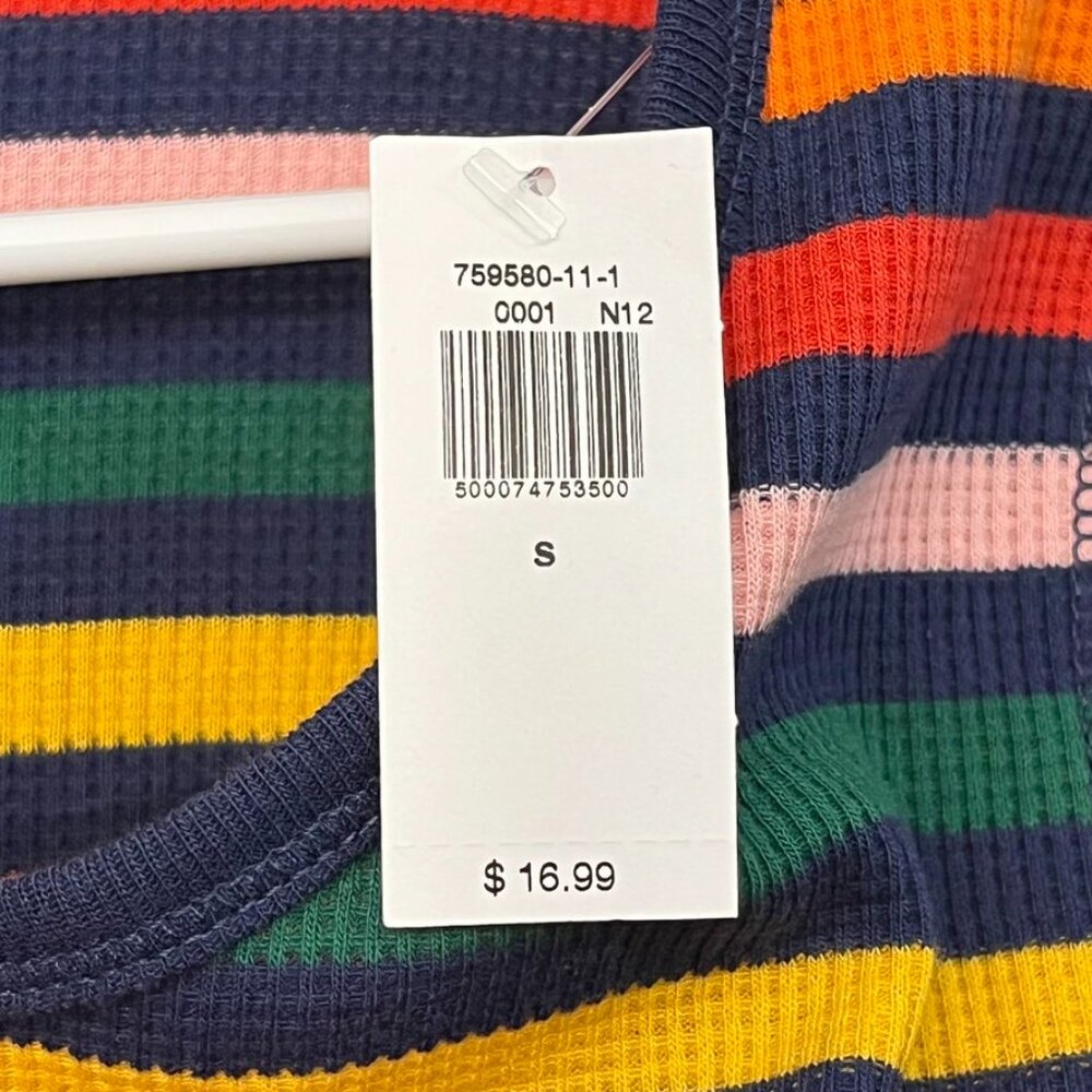 NEW Old Navy Ribbed Knit Long Sleeve Narrow Striped Top RAINBOW - Picture 9 of 11